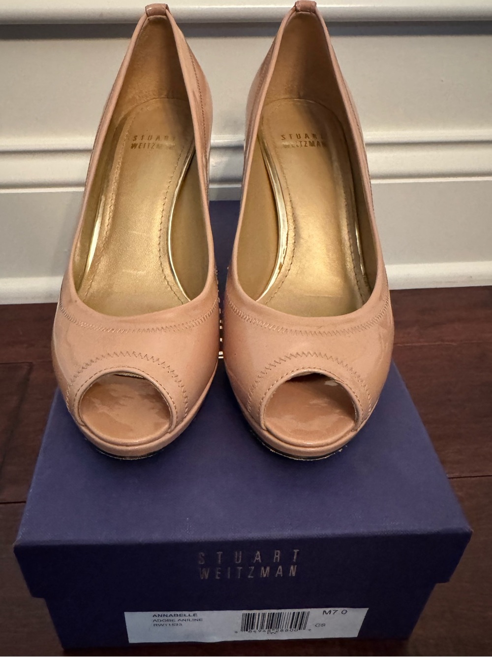 Stuart Weitzman Blush Pink Peep-Toe Pumps